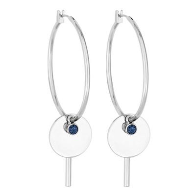 Designer silver charm hoop earring